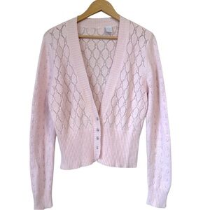 Phosphorus Pastel Pink Angora Rabbit Hair Lama Wool Cardigan Size XL